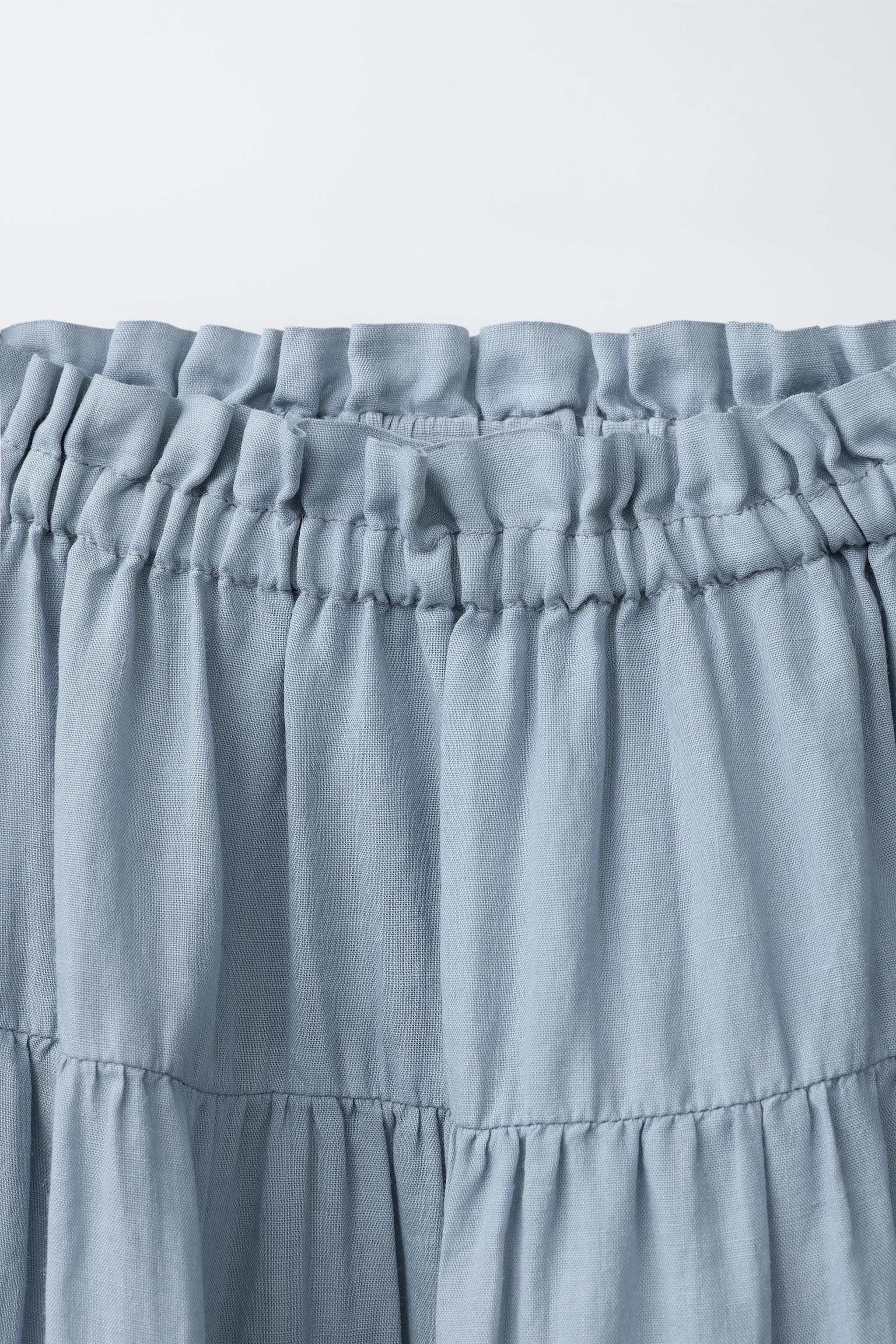 100% RAMIE TIERED MIDI SKIRT